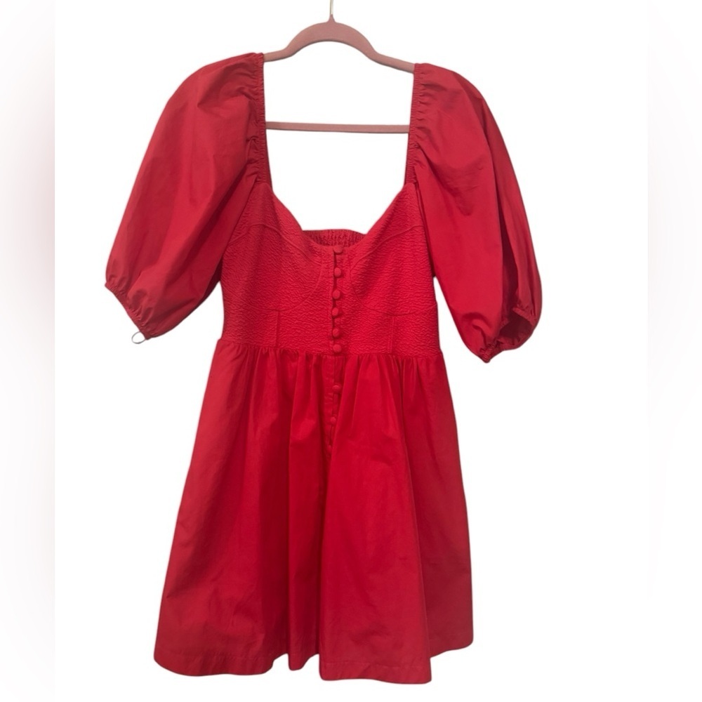 Maeve Red Puff Sleeve Mini Dress - Picture 6 of 12